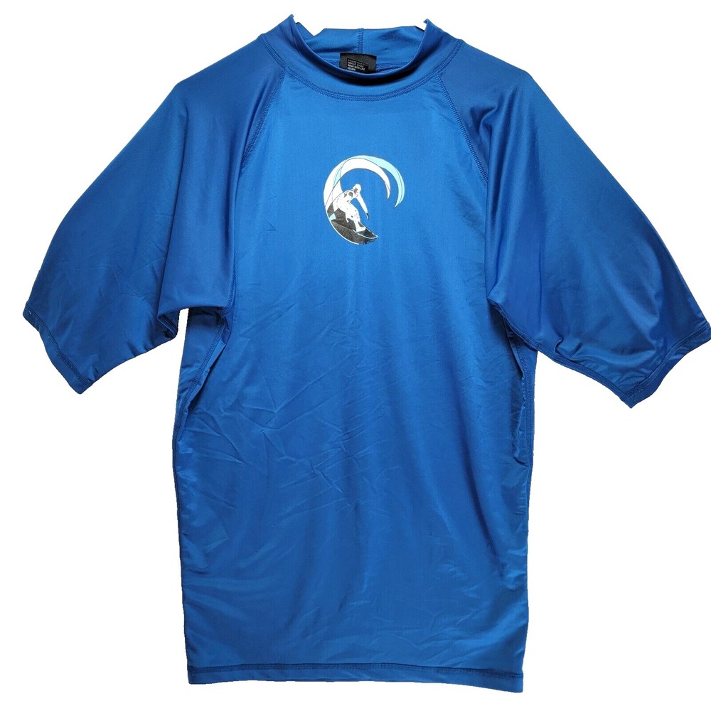 Kanu Youth Boys Rash Guard Shirt Sz XL Surf UPF Swim Beach Resort Coastal Blue
